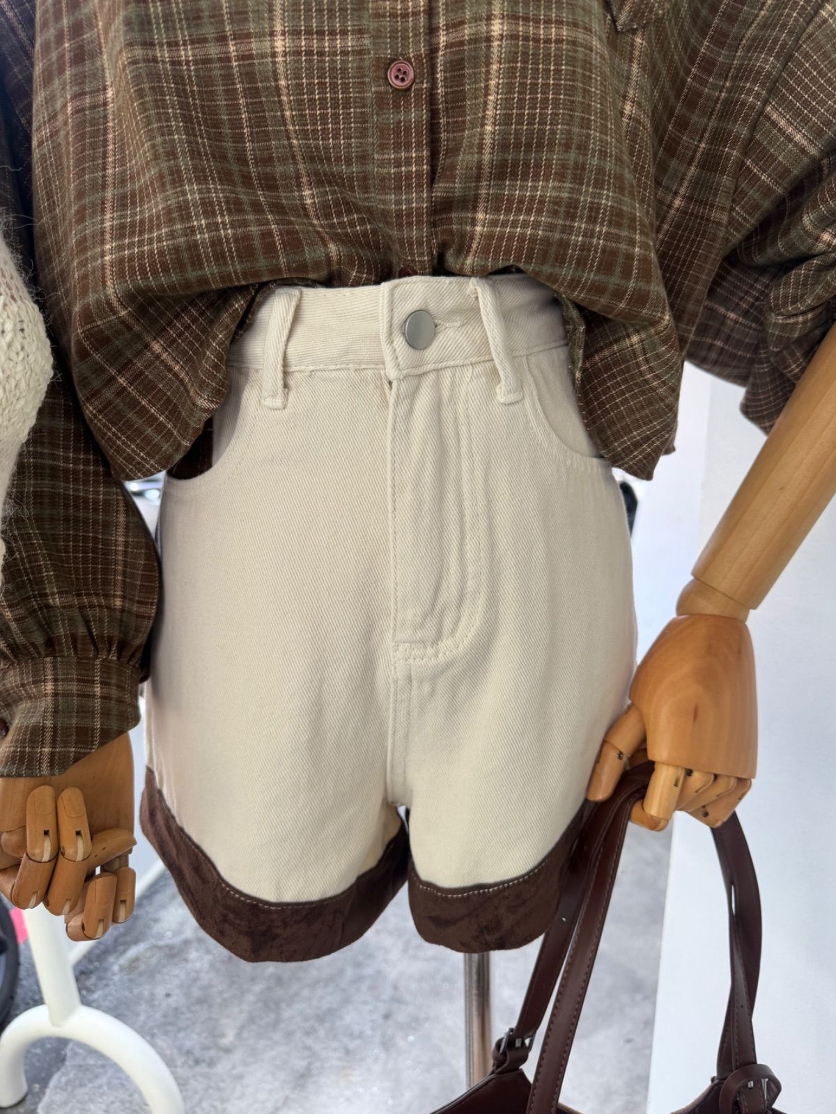 撞色短褲