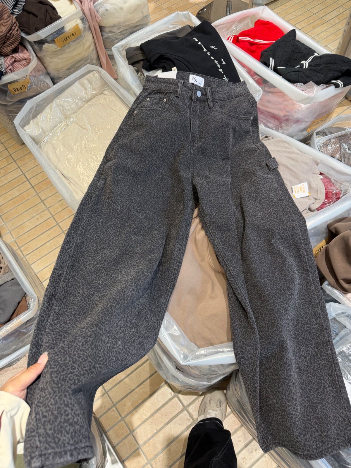 豹紋愛心口袋彎刀褲
