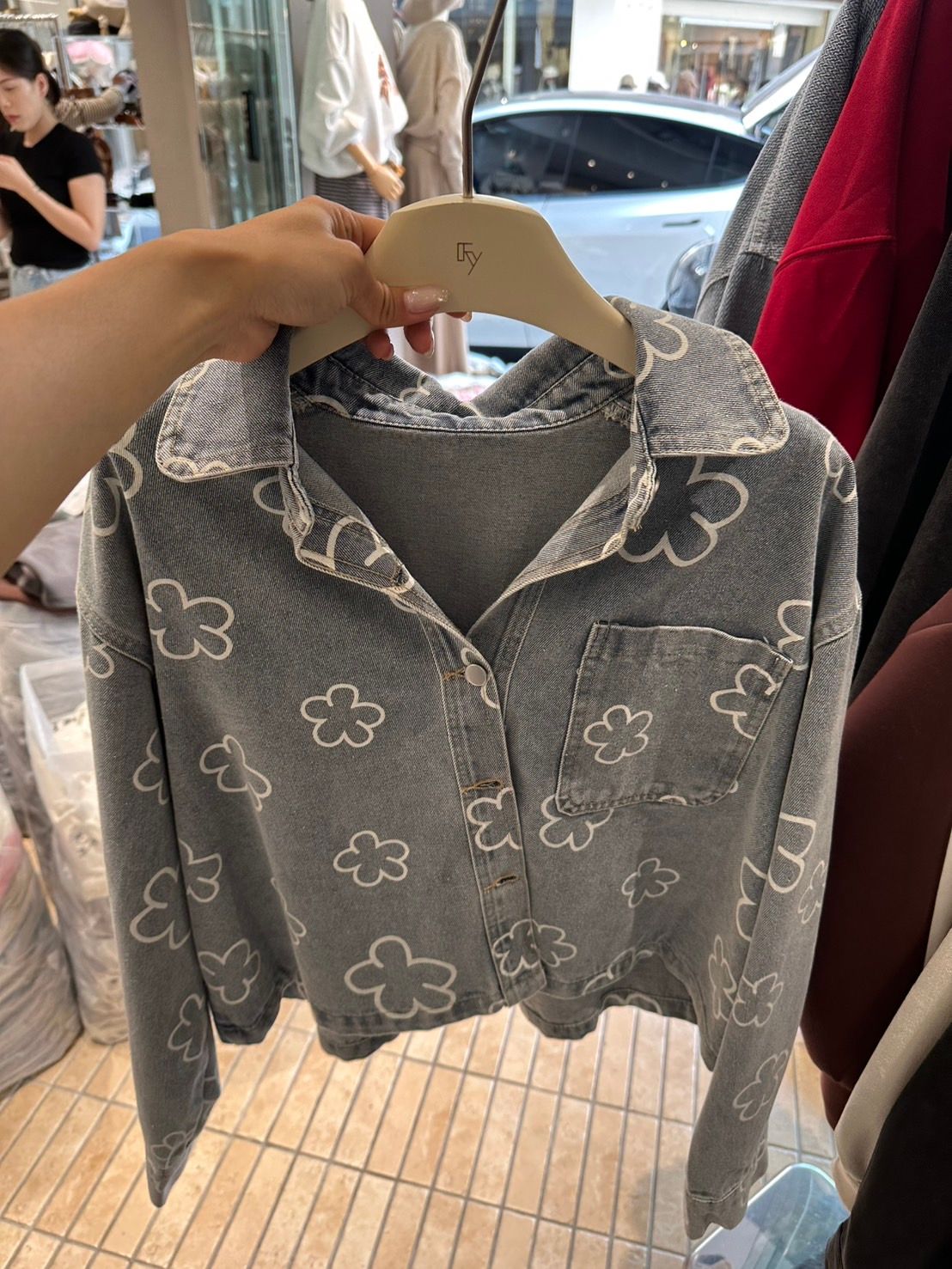 花朵牛仔外套